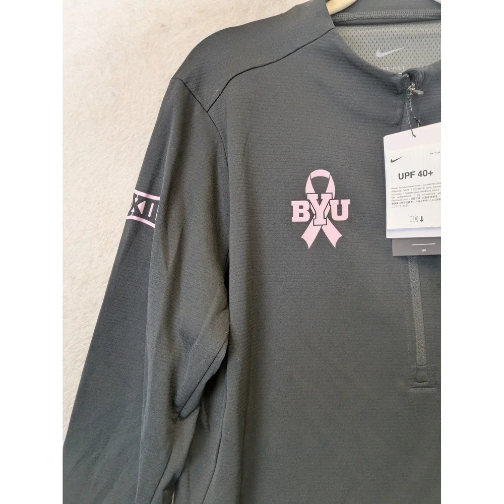 NEW Nike Quarter Zip Pullover Women's L Black BYU Golf Big 12 Pink Ribbon